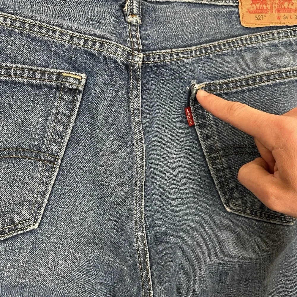 Levi's 527 Slim Bootcut Jeans Mens 34x34 Blue‎ Denim Low Rise Western Workwear